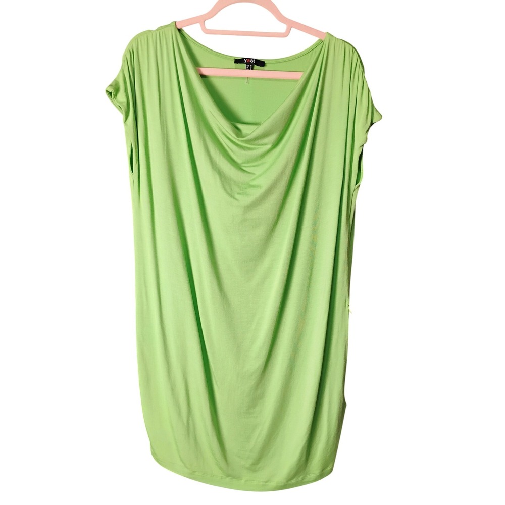 Yest Womens‎ Green Dress Cowl Neck Short Sleeve Casual Comfy Soft,Size 8